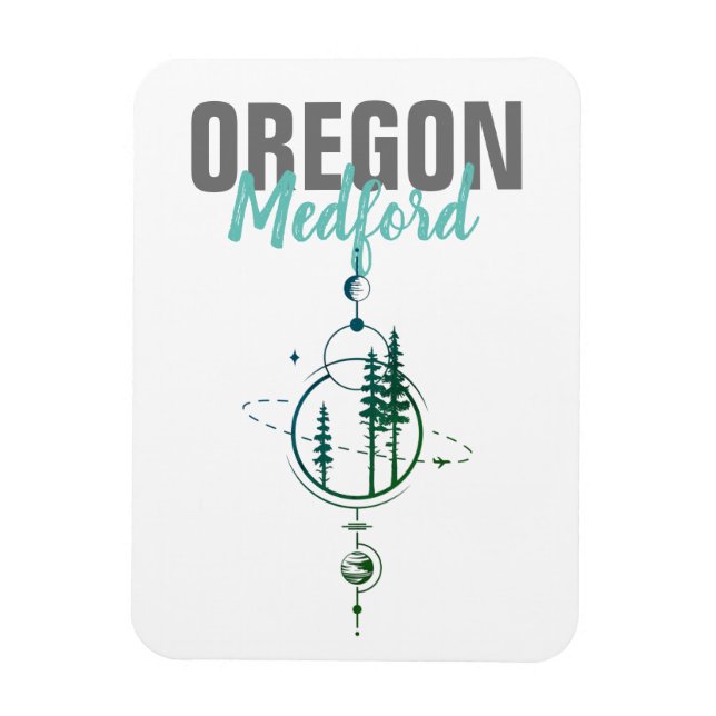 Medford Oregon Geometric Träd Magnet (Vertikal)