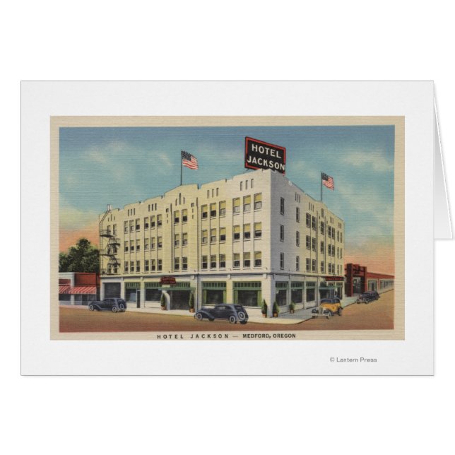 Medford, Oregon - Hotel Jackson View med Old Hälsningskort (Framsidan Horizontal)