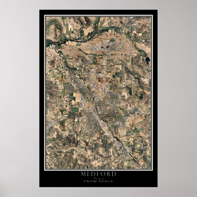 Medford Oregon Satellite Poster Karta (Framsidan)