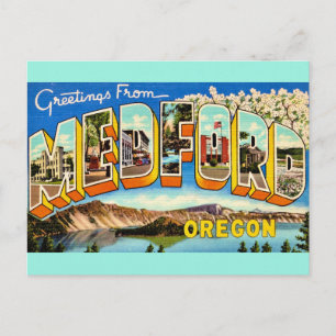 Medford Oregon Vintage Välkomsthälsning Vykort