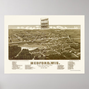 Medford panorama- karta för WI - 1885 Poster