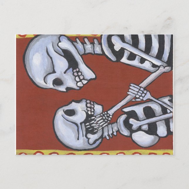 Media de los muertos skelettet i kärlek vykort (Framsida)