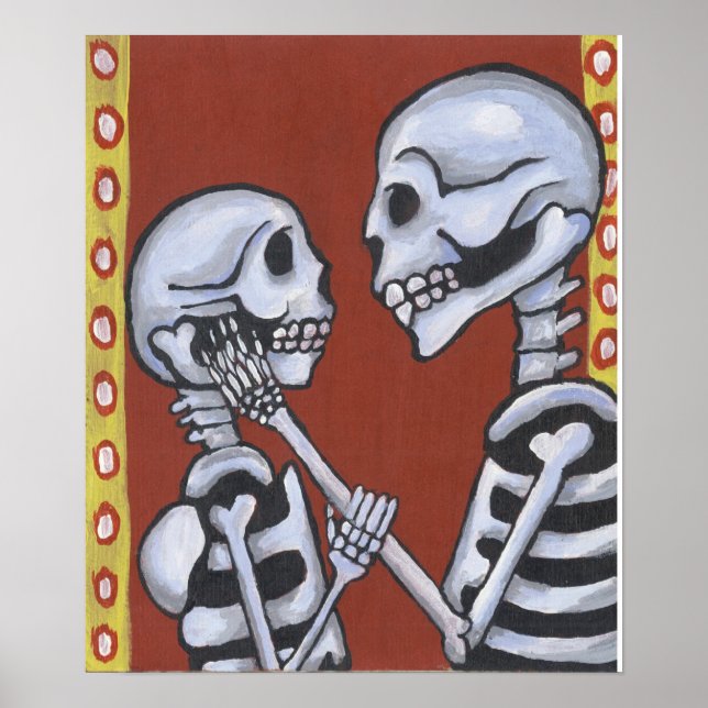 Media de los muertos skeletts in kärlek print poster (Framsidan)