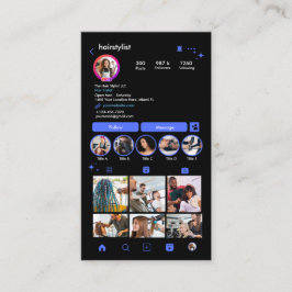 Media för Instagram Hair Stylist Blue QR Code Soci Visitkort