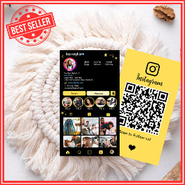 Media för Instagram Hair Stylist Gult QR Code Soci Visitkort