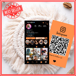 Media för Instagram Hair Stylist Orange QR Code So Visitkort
