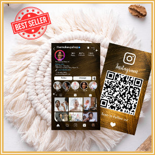 Media för Instagram Rustic Guld Metall QR Code Soc Visitkort