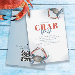 Media för vattenfärgsenkel blå Crab QR-kod Social Inbjudningar