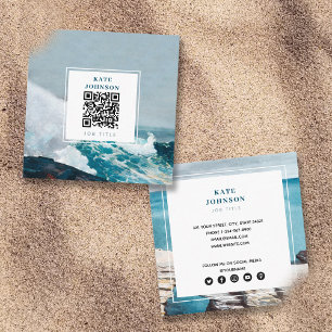 Media för vattenfärgssegment Ocean QR-kod Social Fyrkantigt Visitkort