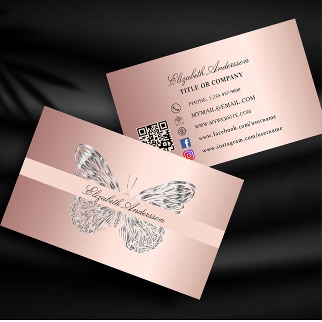 Media från Butterfly ro guld QR-kod social Visitkort (Skapare uppladdad)