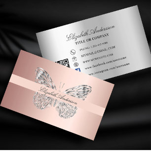 Media från Butterfly ro guld silver QR-kod social Visitkort