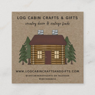 Media från Rustic Land Log Cabin Social Fyrkantigt Visitkort