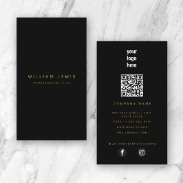 Media i Black Guld Modern Minimalist QR Code Socia Visitkort