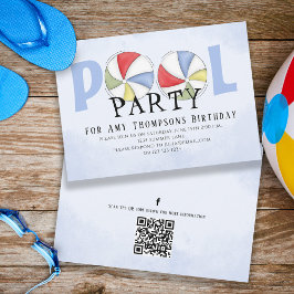 Media i Cute Whimsical Roligt Bassäng QR-koden Soc Inbjudningar