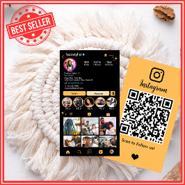 Media i Instagram Hair Stylist Peach QR Code Socia Visitkort