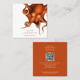 Media i Modern Octopus Coastal QR Code Social Fyrkantigt Visitkort