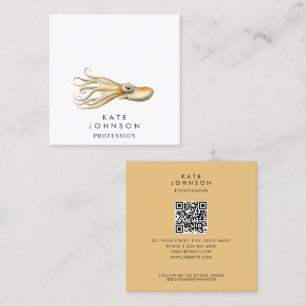 Media i Modern Octopus Coastal QR Code Social Fyrkantigt Visitkort
