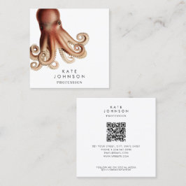 Media i Modern Octopus Coastal QR Code Social Fyrkantigt Visitkort