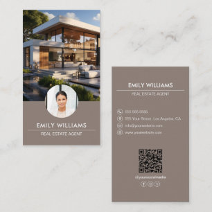 Media i Real Gods Taupe Photo QR-kod Social Visitkort