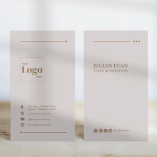 Media LinkedIn i Modern Elegant Beige Social Visitkort