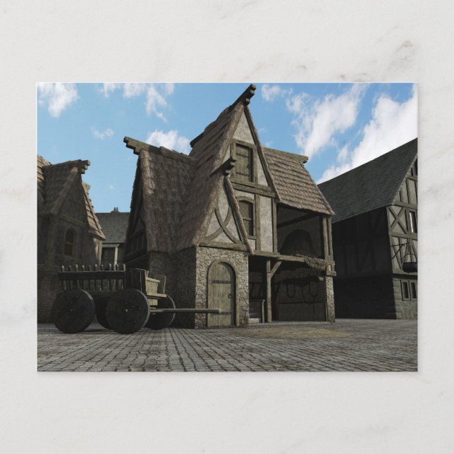 Mediaeval gataplats - 3 vykort (Framsida)