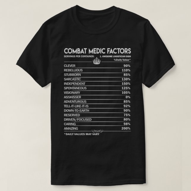 Medic Combat Medic - Combat Medic Factors D. T Shirt (Design framsida)