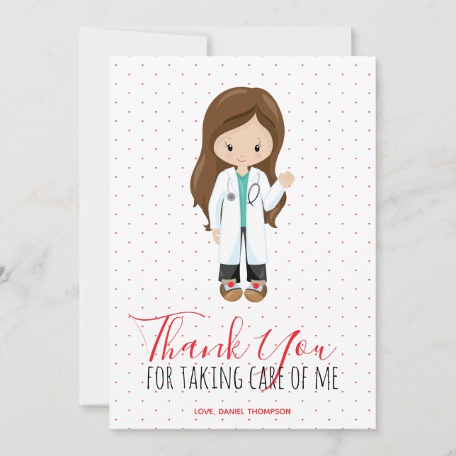 Medic doktor Red Typography Polka Dot Tack Kort (Framsida)