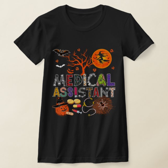 Medical Assistant Halloween Zombie Costume Scary P T Shirt (Laydown)