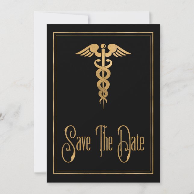 Medical Caduceus Doctor Nurse Blue Save The Date Spara Datumet (Framsida)