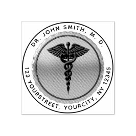 Medical Caduceus Emblem Round Return Address Stämpel