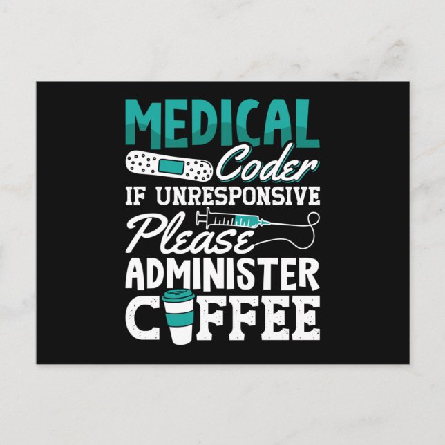 Medical Coder Coffee Assistant ICD Coding Vykort (Framsida)