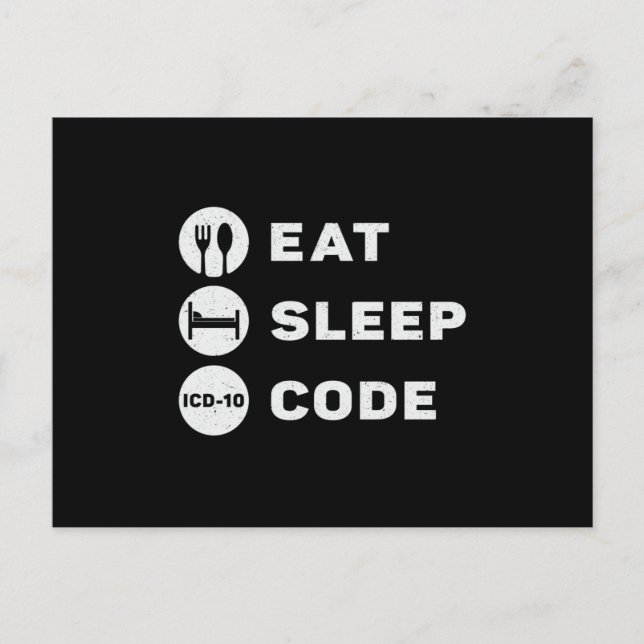Medical Coder Eat Sleep Code Coding ICD Programmer Vykort (Framsida)