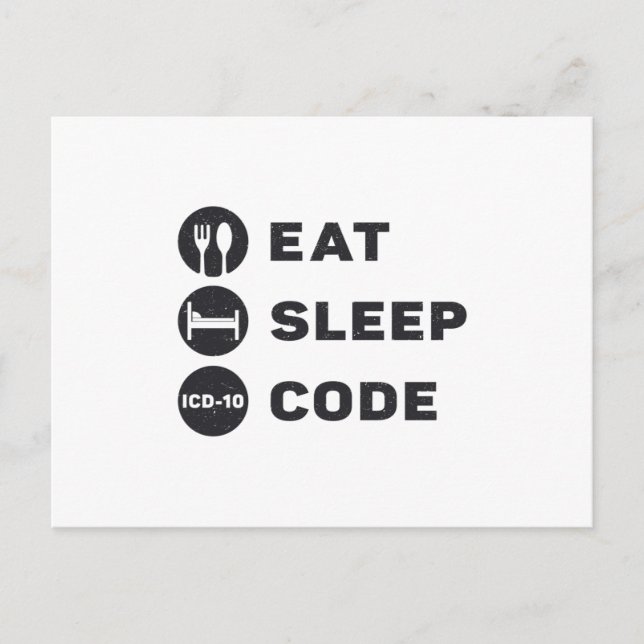 Medical Coder Eat Sleep Code ICD Coding Programmer Vykort (Framsida)