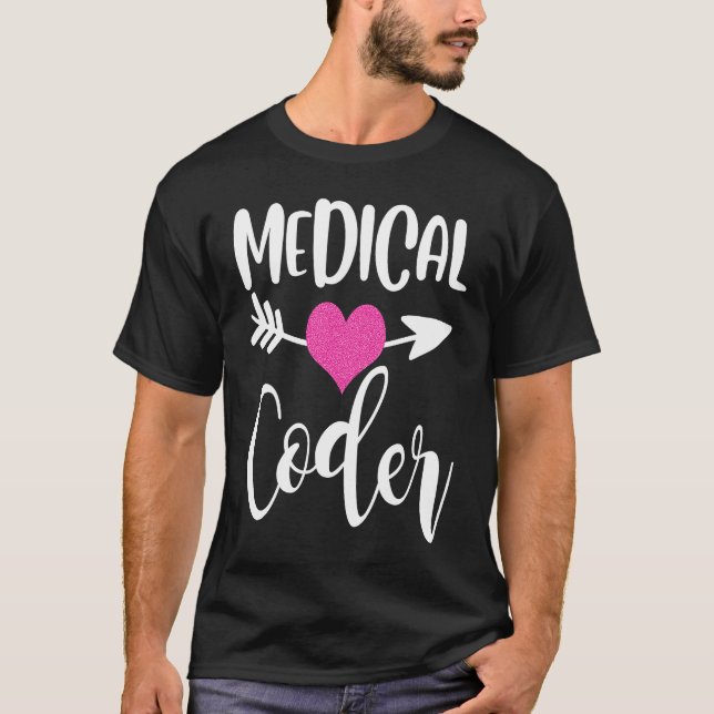 medical coder job work billing coding woman heart t shirt (Framsida)
