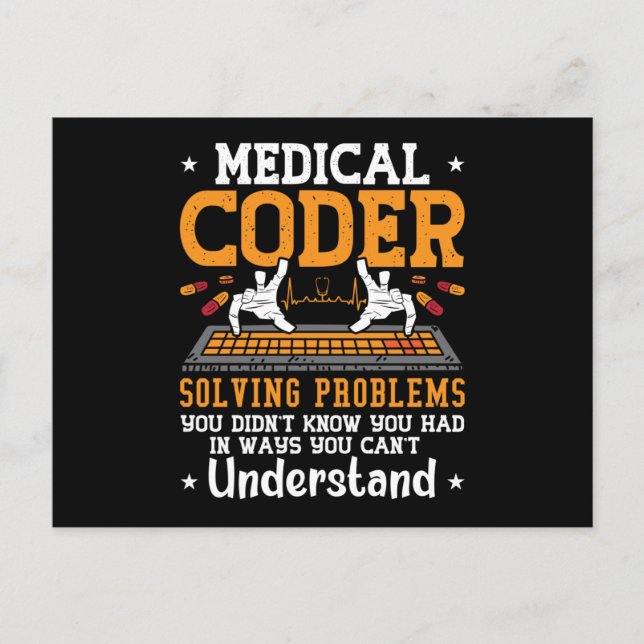 Medical Coder Solving Problems Assistant Coding Vykort (Framsida)