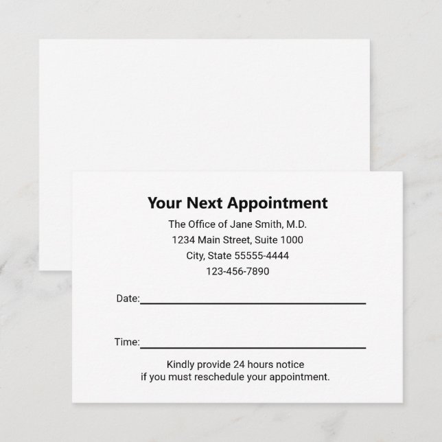 Medical Doctor Your Appointment Reminder White Anteckningskort (Fram/baksida)