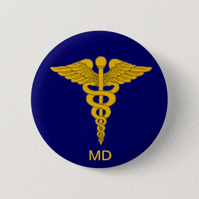 Medical Doktor Caduceus Button Knapp (Framsida)
