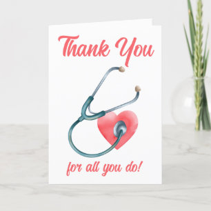 Medical Doktor Heart Stethoscope RN Nurse Tack Kort