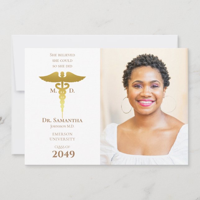 Medical Doktor MD RN Nurse Studenten Grad Photo Inbjudningar (Framsida)