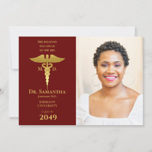 Medical Doktor MD RN Nurse Studenten RED Photo Inbjudningar