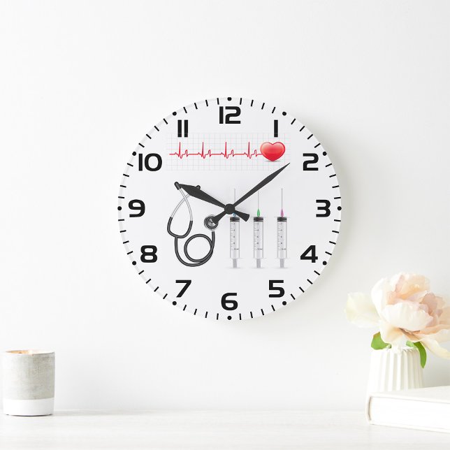 Medical Equipment Heartbeat Healthcare Stor Klocka (Skapare uppladdad)