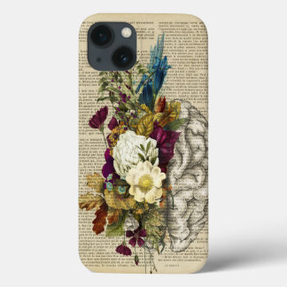 medical floral brain anatomy poster