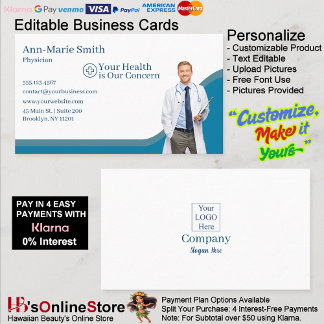 Medical Health Blue Physician Wave Uniform Scrubs  Visitkort