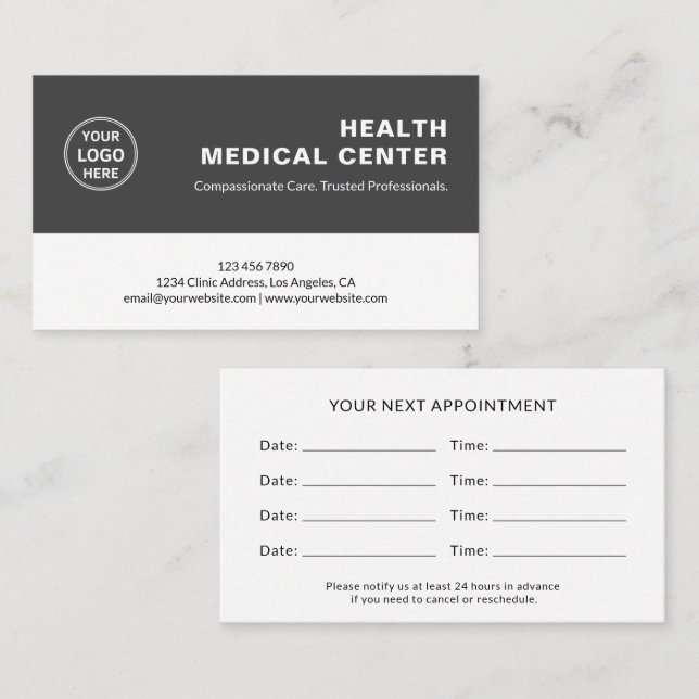 Medical Healthcare Clinic Doctor Gray Tidsbeställning Kort (Fram/baksida)