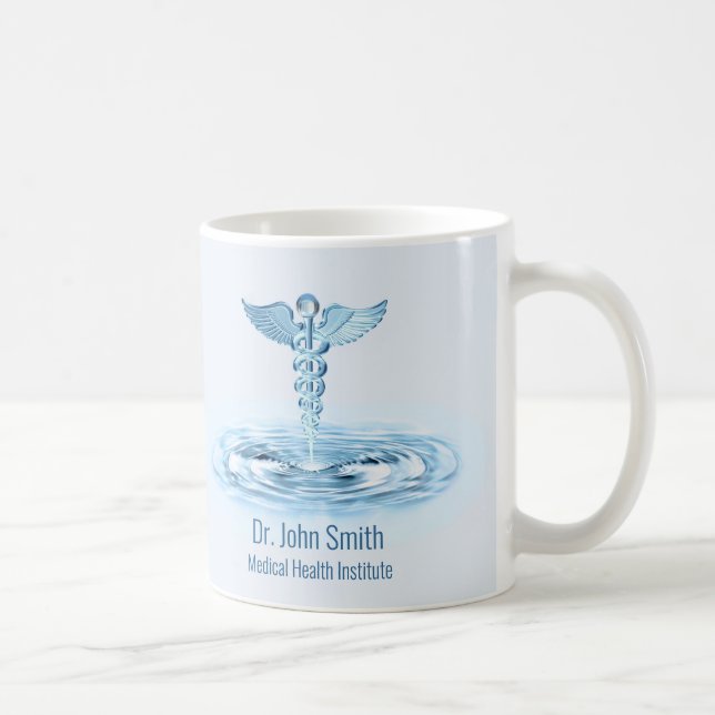 Medical Hermes Rod Caduceus Blue Vatten Ripples Kaffemugg (Höger)