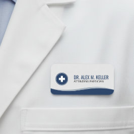Medical Name Tag | Navy Blue Clinical Wave ID Namnbricka