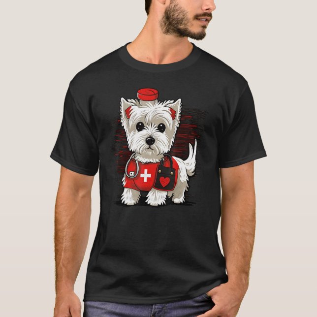 Medical Nursing West Highland White Terrier on Nur T Shirt (Framsida)