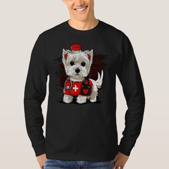 Medical Nursing West Highland White Terrier on Nur T Shirt (Framsida)