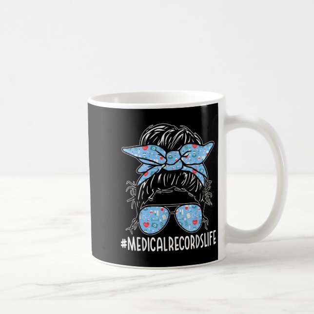 Medical Records Week Appreciation Women Messy Bun  Kaffemugg (Höger)
