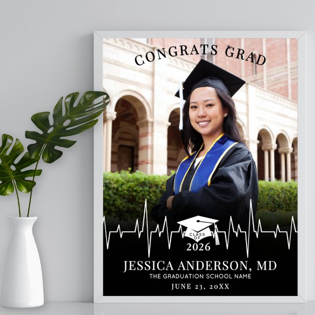 Medical School Graduation Photo Sign Poster (Medical School Graduation Photo Sign)
